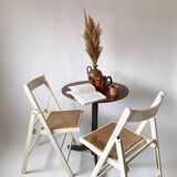 Pair folding chairs caning