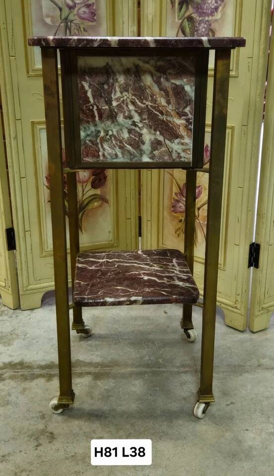 Side table / bedside table in red marble and brass – circa 1900