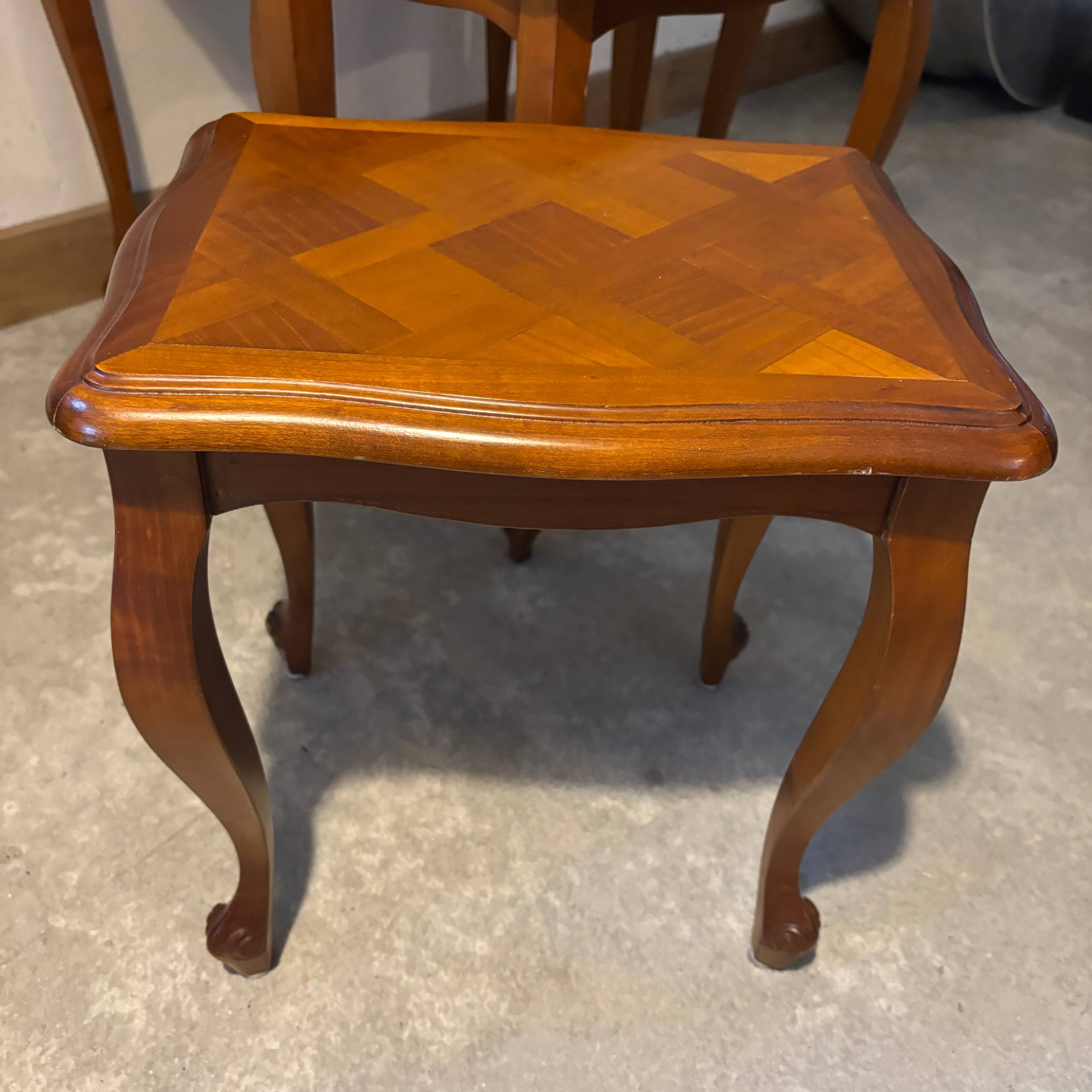 Nest of tables in cherry wood, Louis XV style