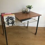 Vinyl rack side table with wheels
