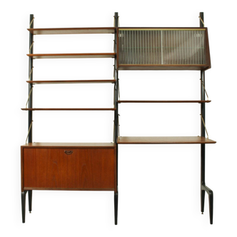 Teak modular wall system by Louis van Teeffelen for WéBé, 1950s