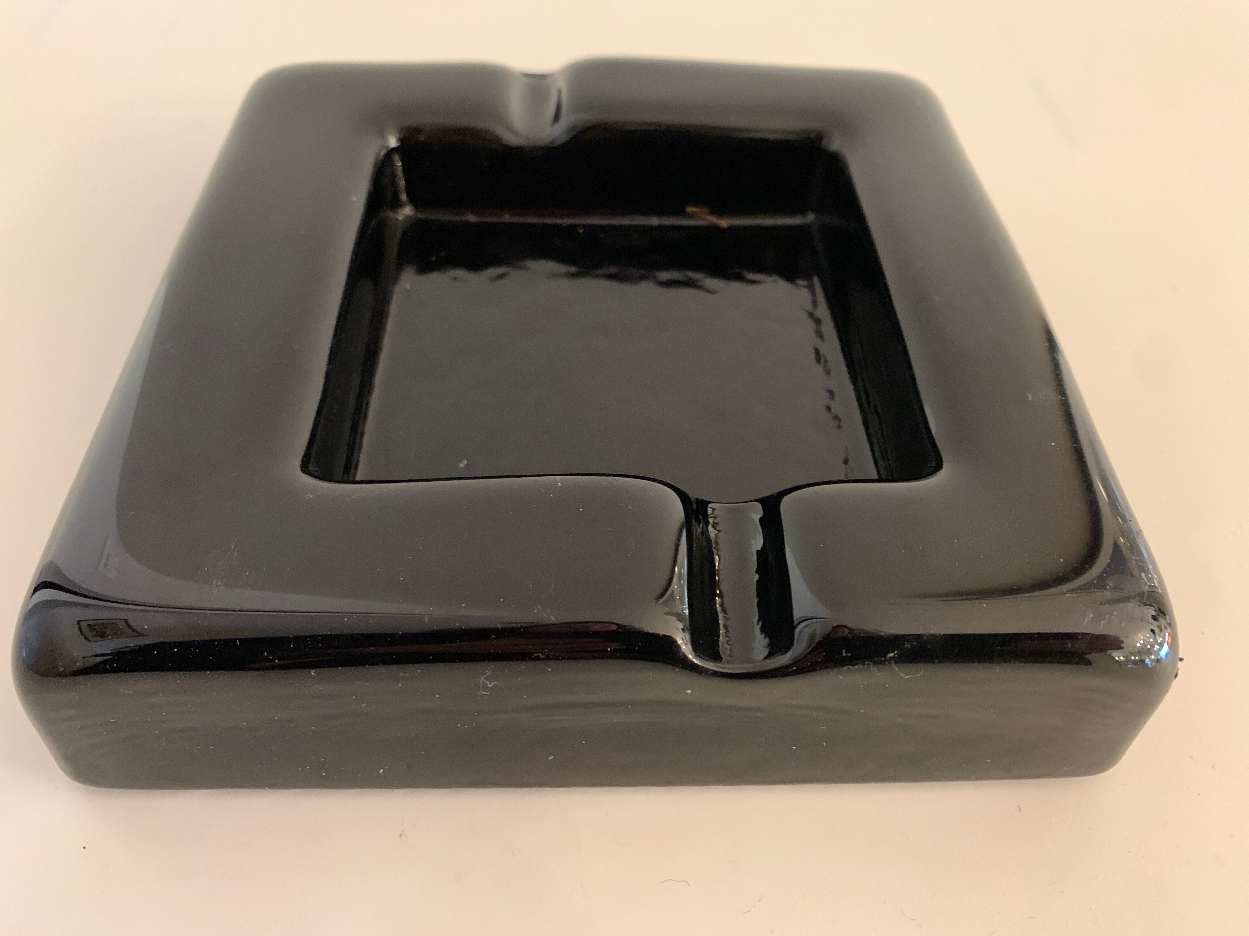 Black glass ashtray