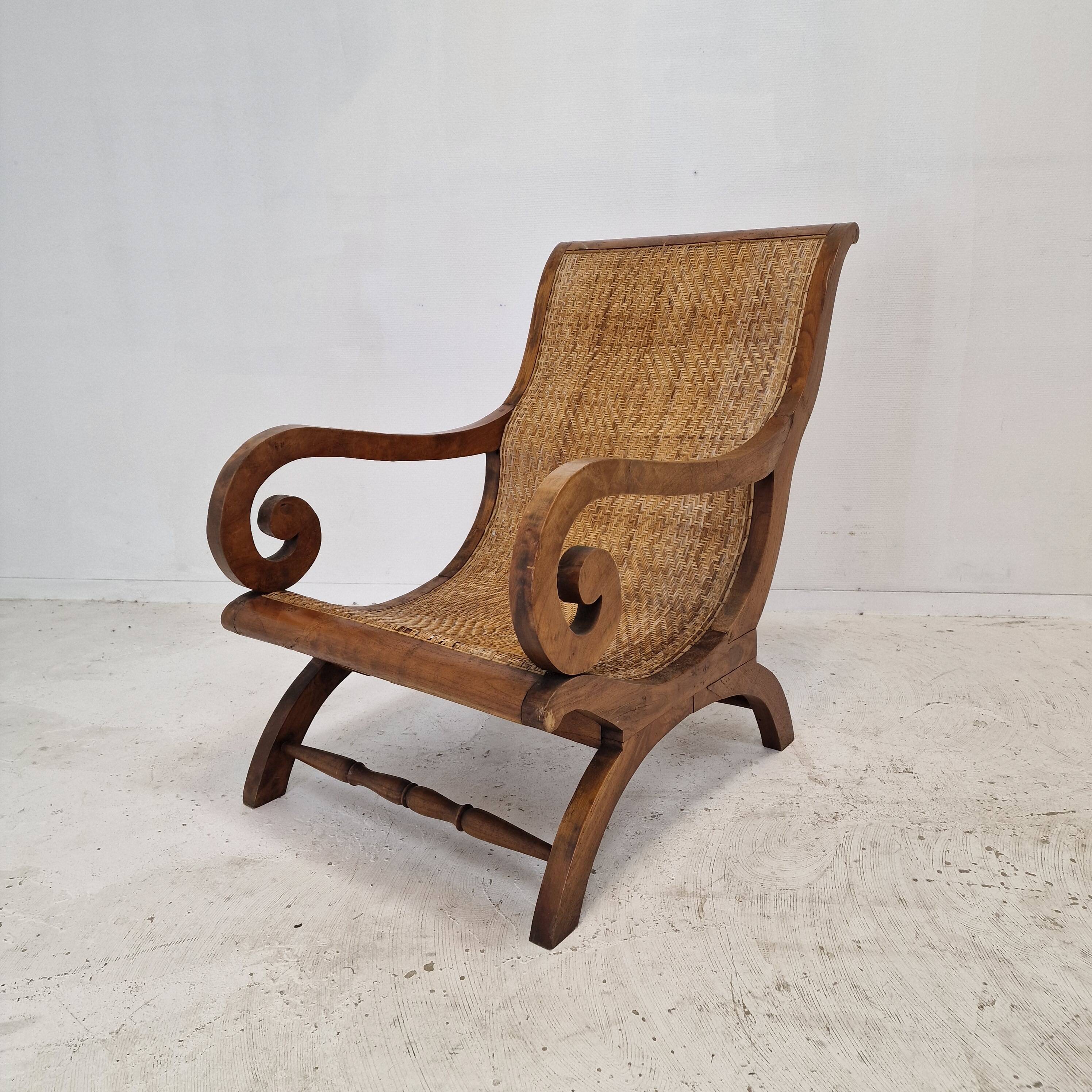 Colonial Style Carved Caned Plantation Chair