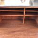 Vintage Scandinavian secretary in rosewood with drawers featuring fin-style handles.