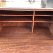 Vintage Scandinavian secretary in rosewood with drawers featuring fin-style handles.