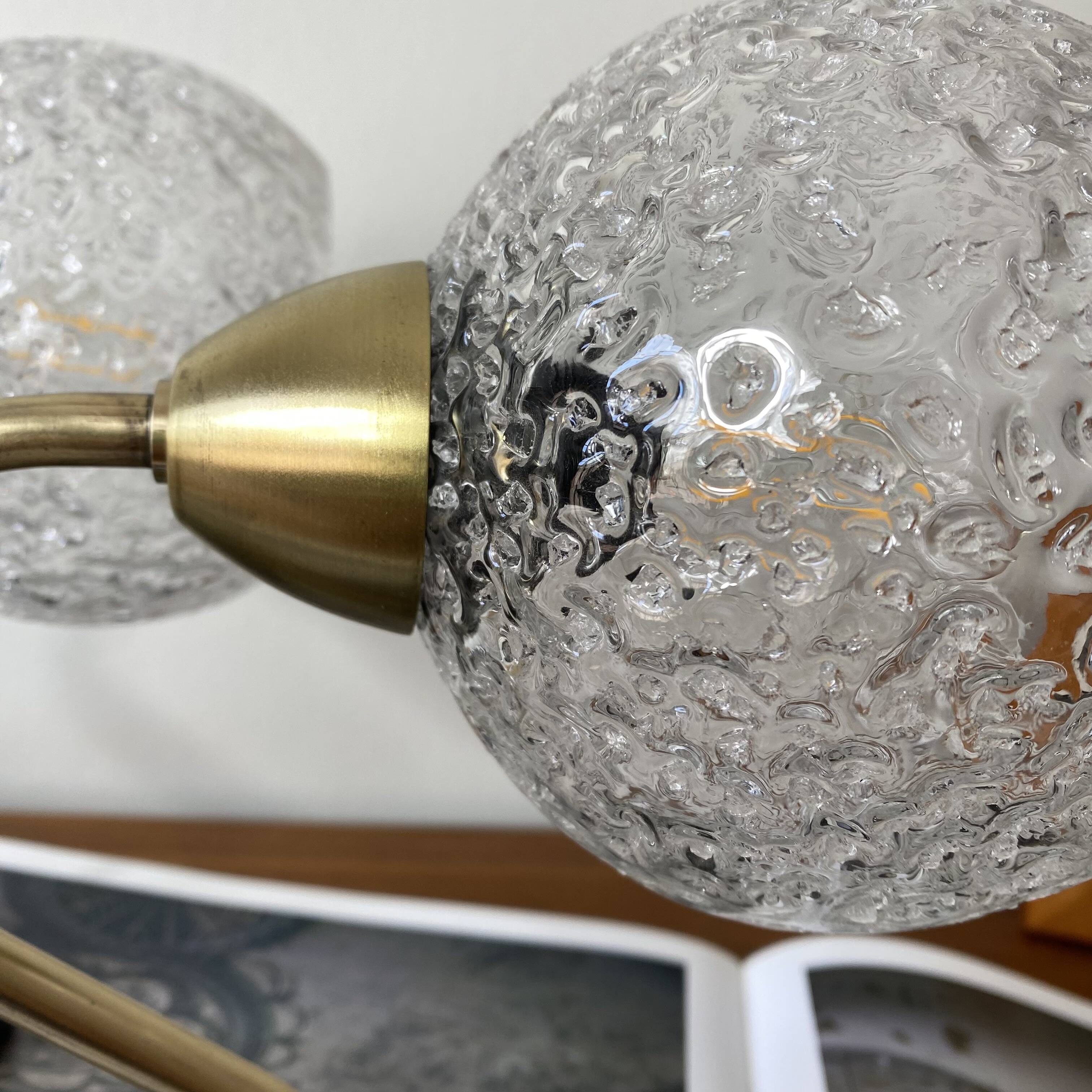 Vintage swan neck wall lights brass bubble glass porcelain