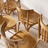 6 light wooden bistro chairs