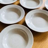 Set of 8 hollow plates in speckled ceramic