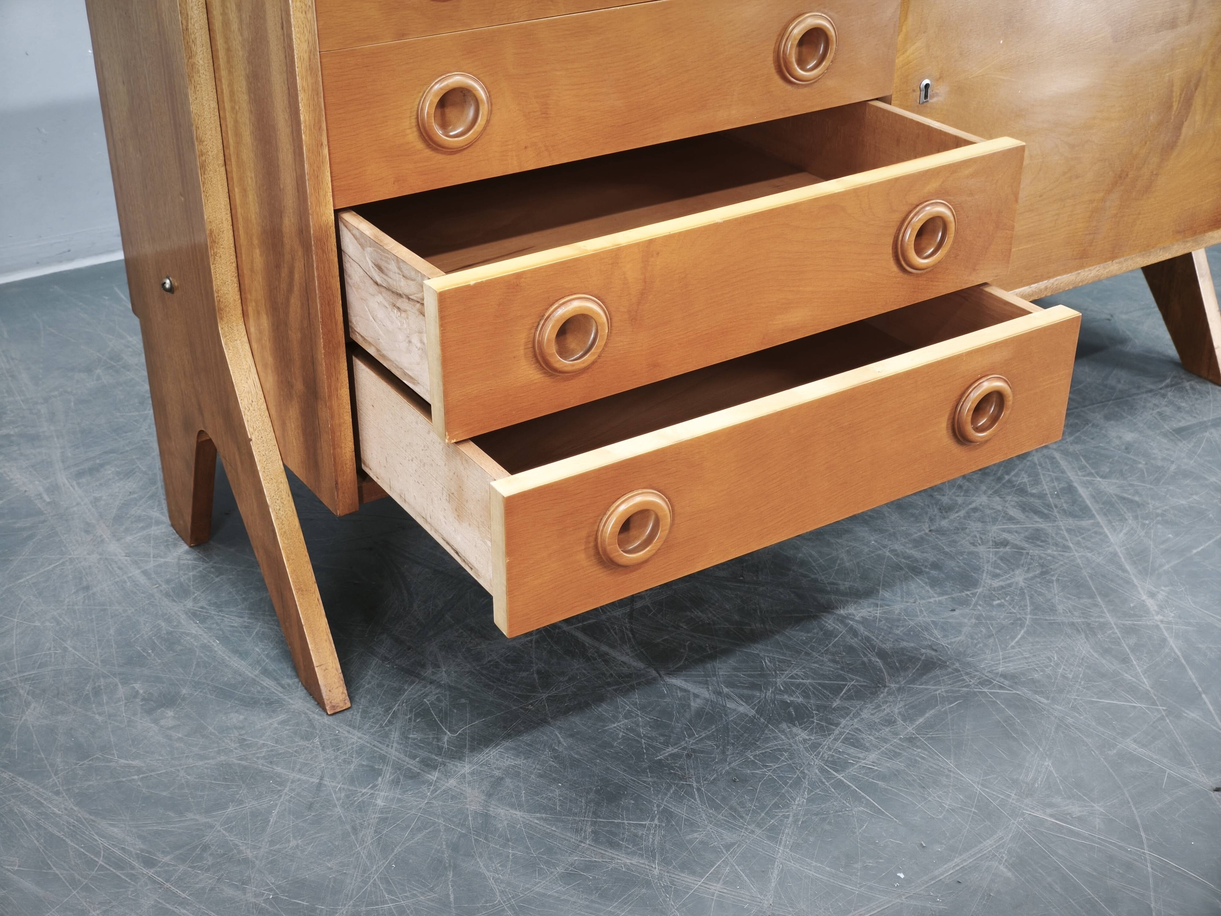 1960s Czechoslovak Maple Sideboard with Drawers and Cabinet