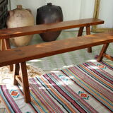 Pair of country benches in solid oak