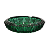 Ashtray in transparent cut glass green color made in france