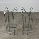 Postmodern chrome metal magazine rack from the 80s
