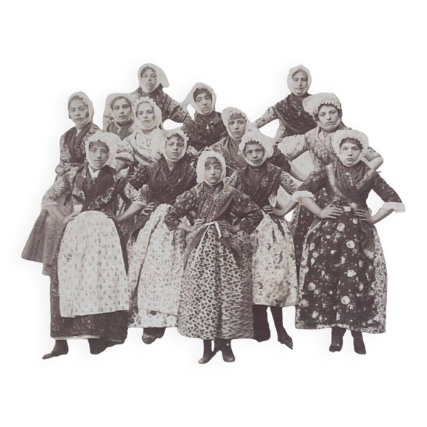 Photographie albuminée de Marseille ''Jeunes filles'' par Adolphe Terris, vers 1865