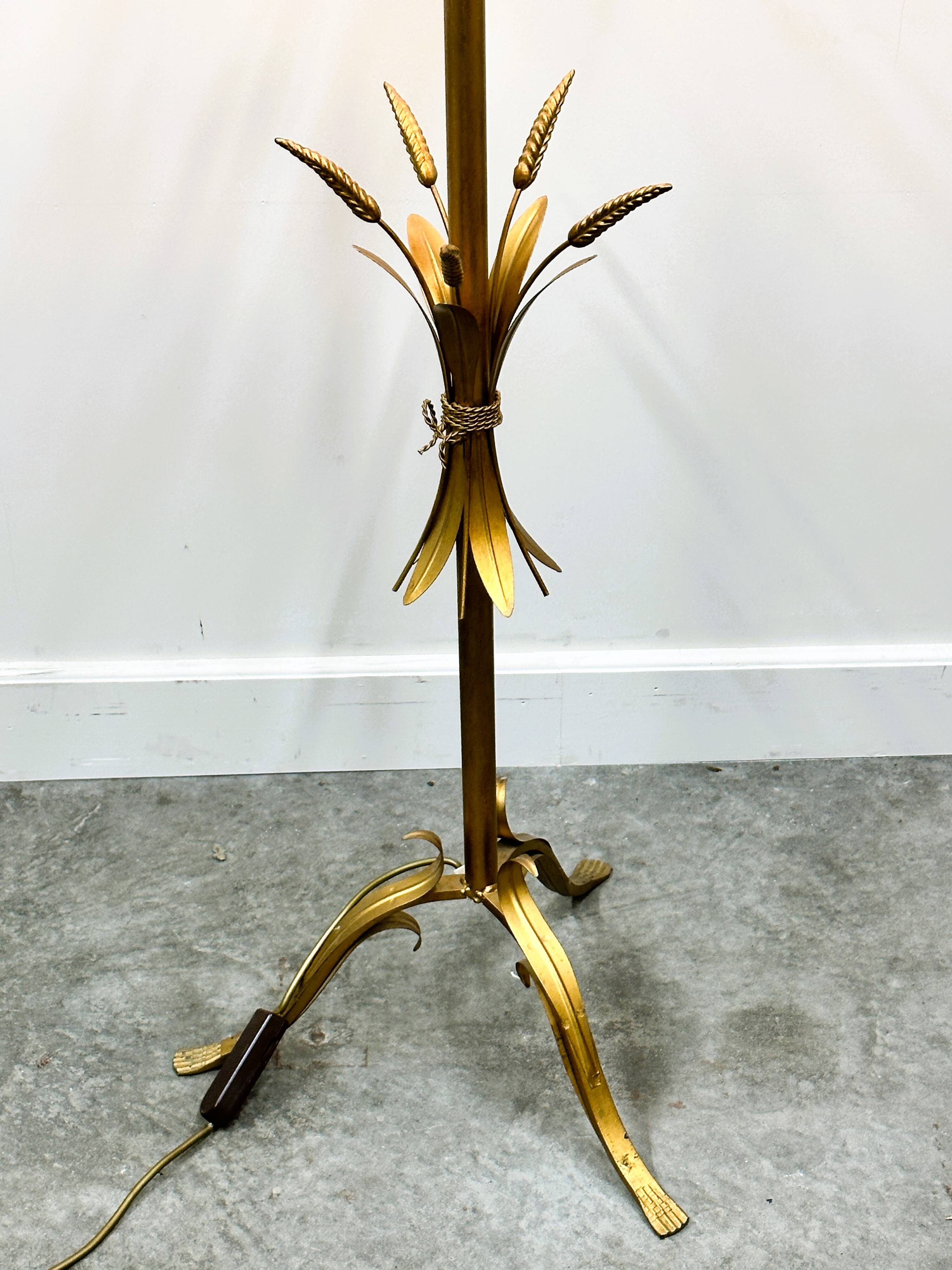 Rare Gilt Metal Sheaf of Wheat Floor Lamp by Hans Kogl, 1970s