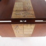 Extendable dining table in rosewood and ceramic