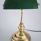 Lámpara vintage de banquero de cristal verde opalino
