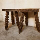Duo of wooden mountain stools