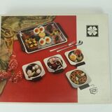 Mid century modern bowl set dip bowls party serving set stainless steel and wood 1960s