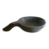 Bowl with handle of nuts dried fruits hand carved wood popular art mountain savoie