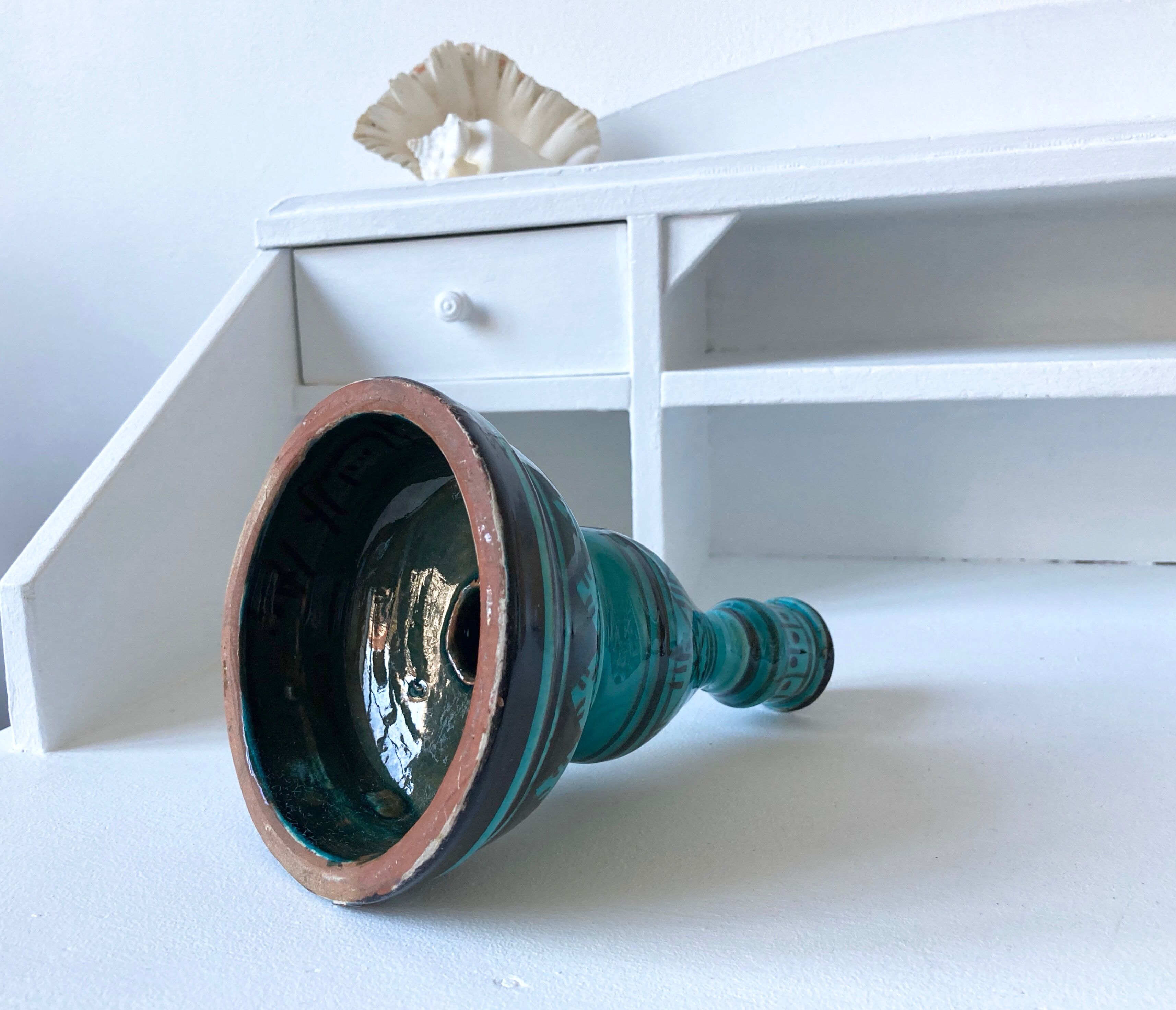 Blue ceramic candle holder