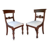 Pair of English Regency style chairs, white terry fabric