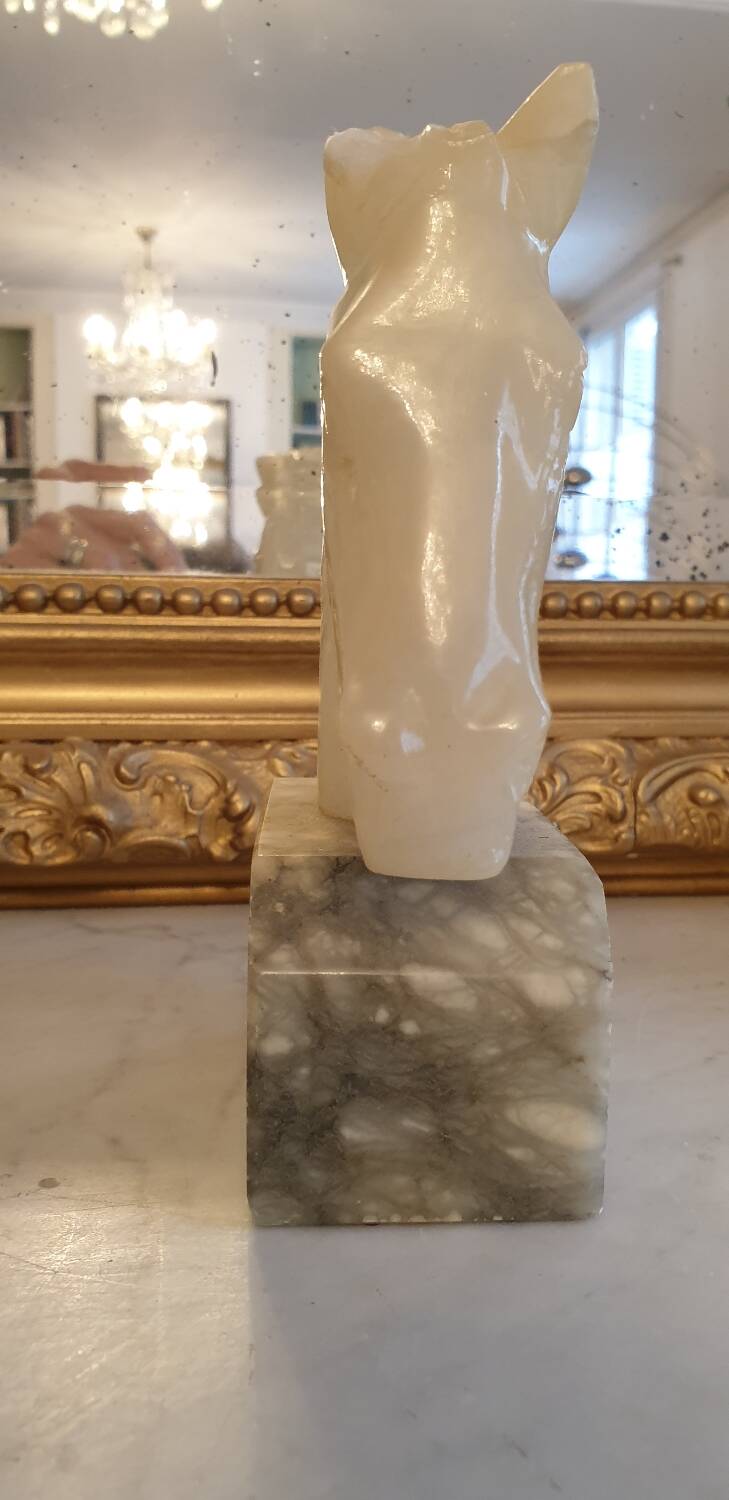 Horse head bookend in onyx and marble
