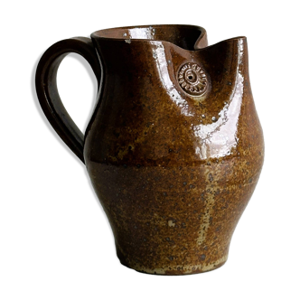 Stoneware owl pitcher, rustic tableware.