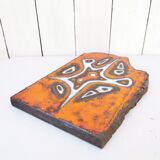 Plaque ceramique pierre de lave émaillée décor abstrait