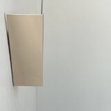 Vintage wall lamp, beige lacquered metal and sandblasted glass, France 1970