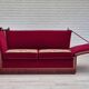 1970s, Danish drop arm "Spanish" sofa, original condition, cherry red furniture velour.