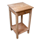 antique tall fir wood side table, a piece of workshop furniture