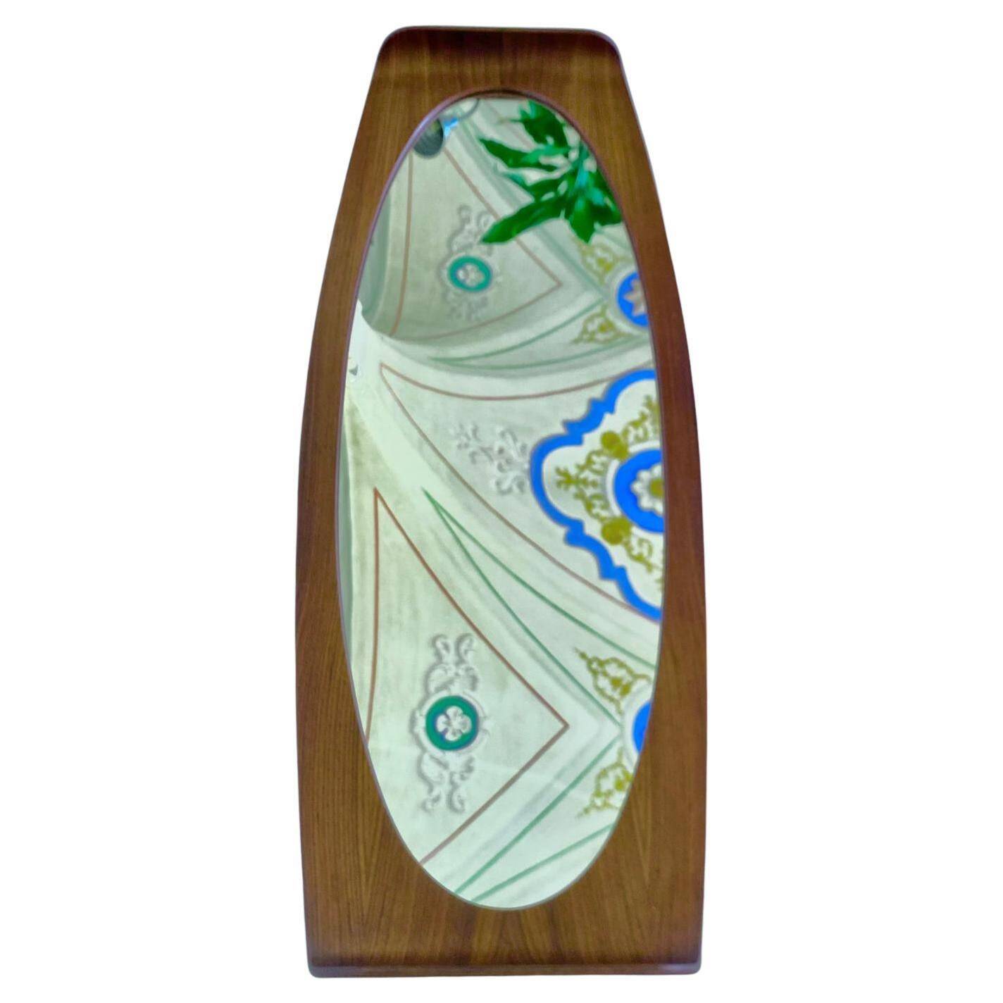 Miroir mural en bois moderne du milieu du siècle, Campo e Graffi, Italie, années 1950