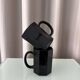 Vintage French Octagonal Black Glass Mugs | Set of 2 | Arc France | 1980s