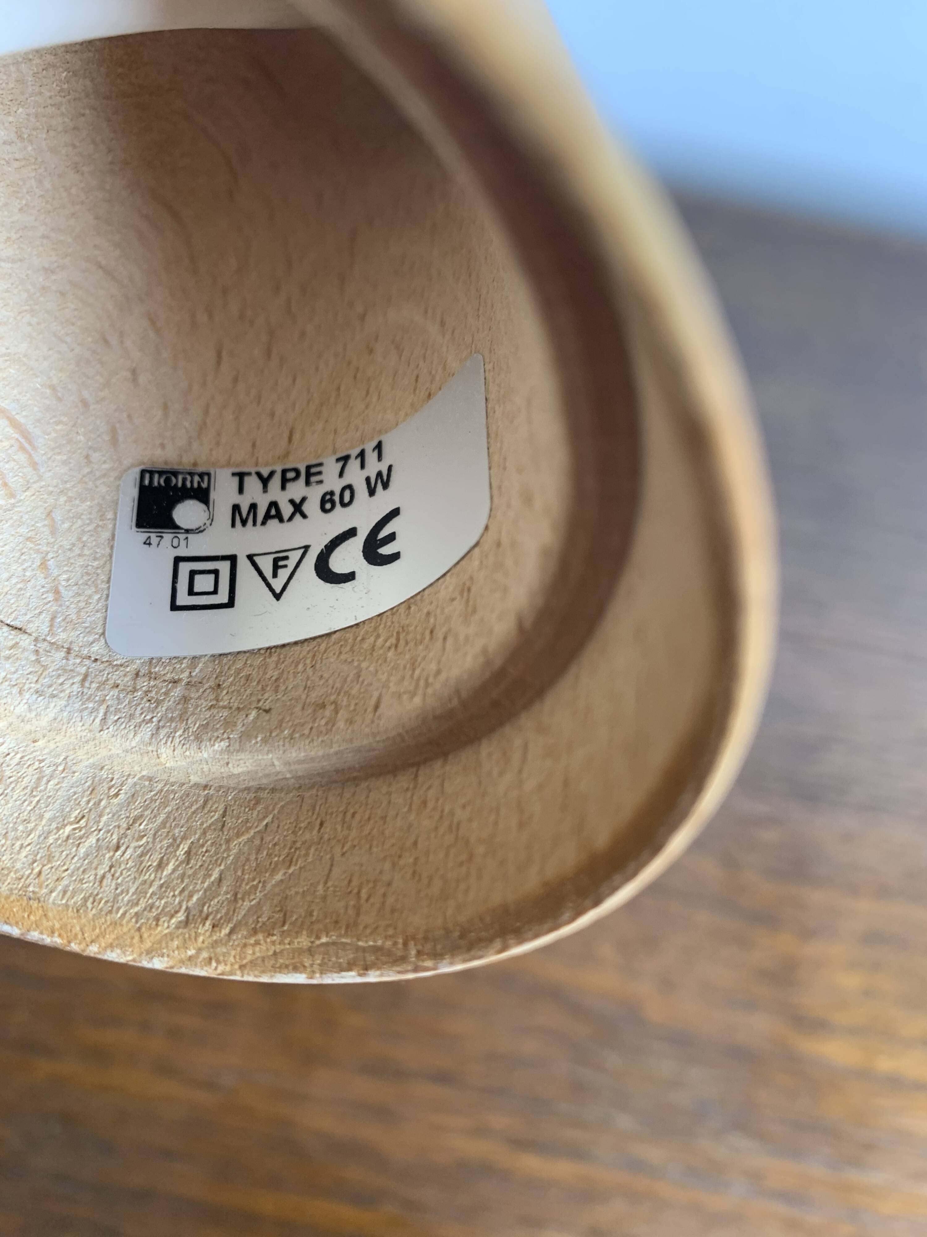 Glass and teak pendant light, es horn danmark