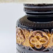 Lampe vintage en céramique relief et abat-jour laine