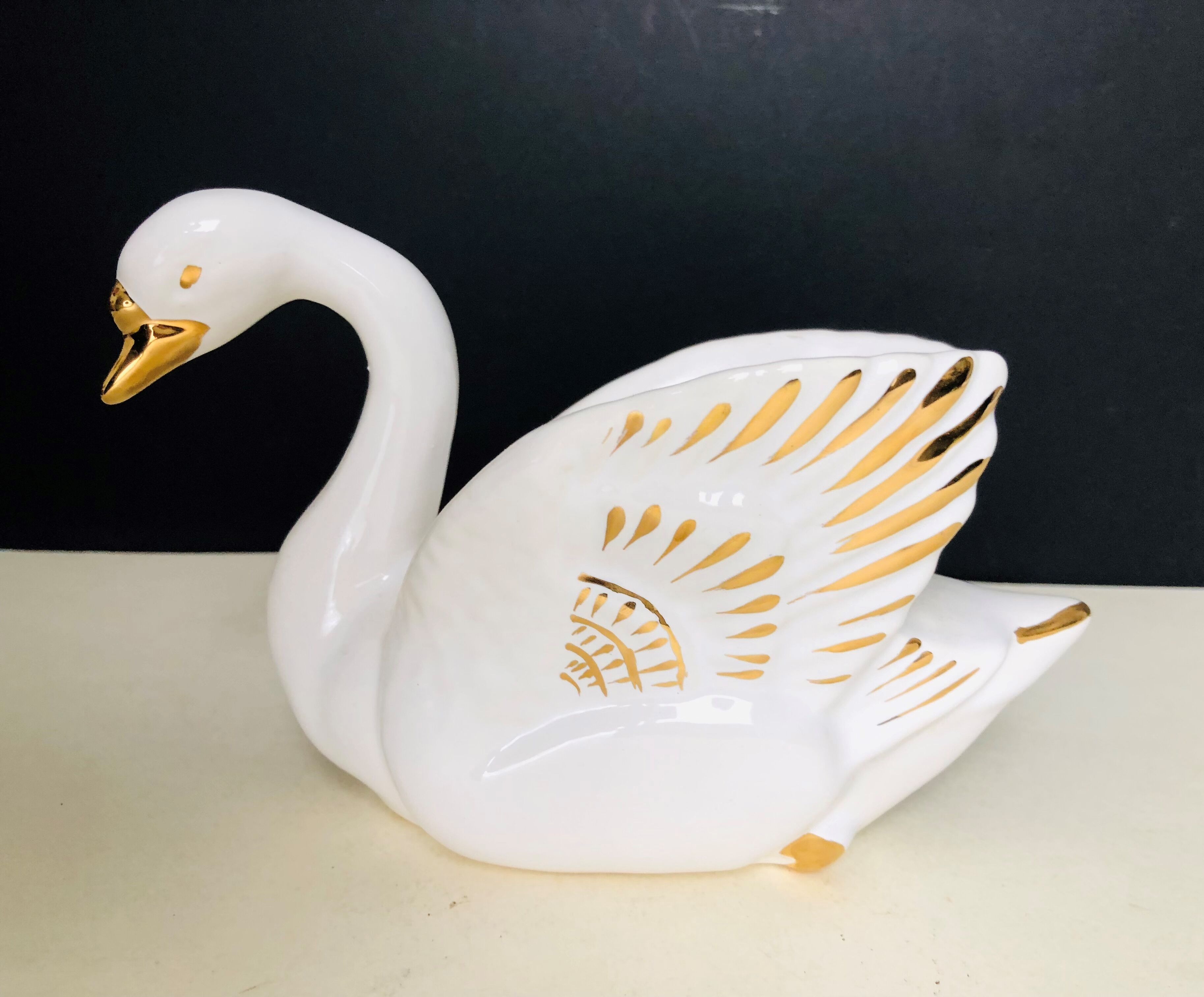 Empty swan white earthenware pockets