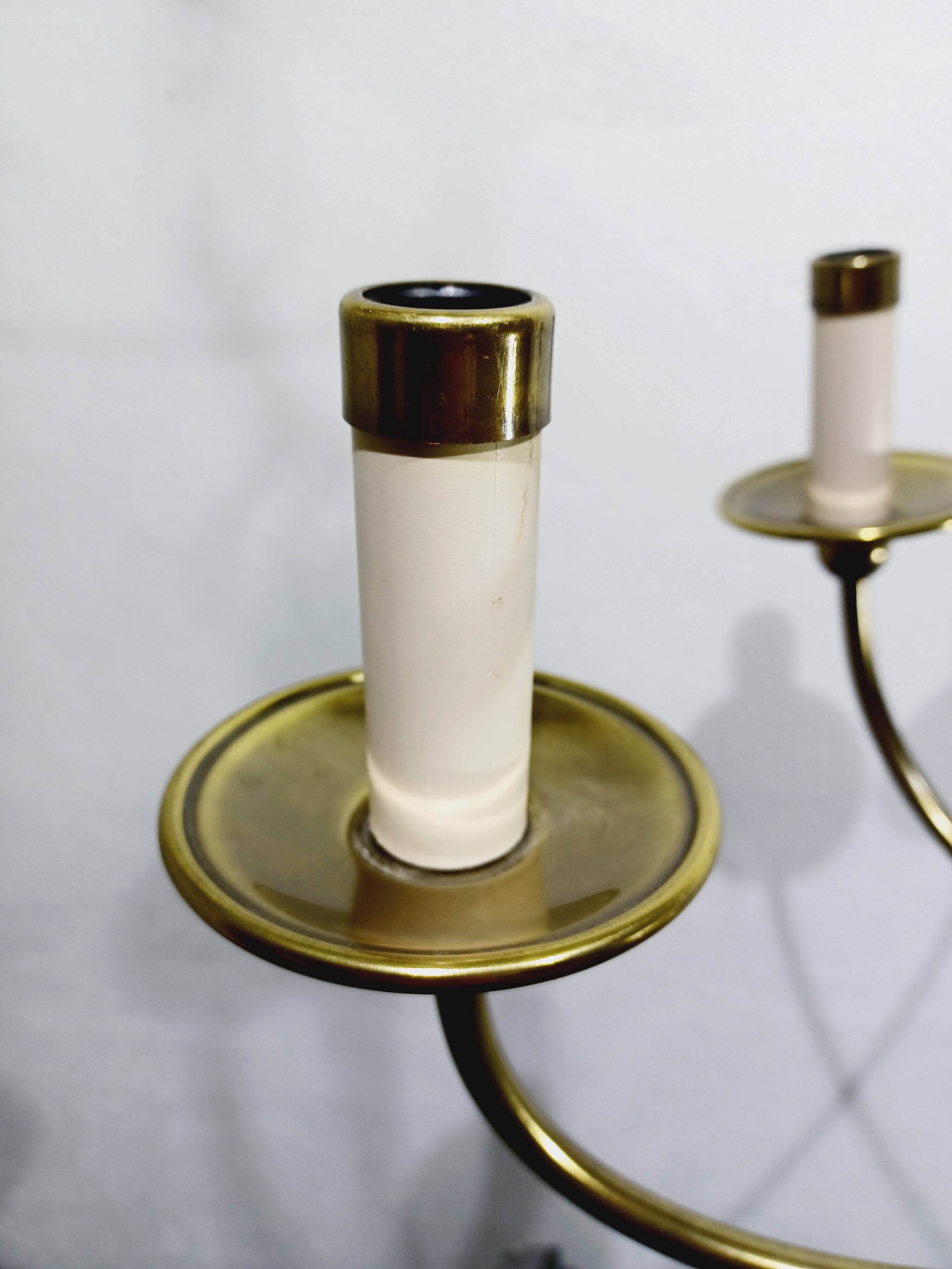 6-light chandelier in bronze and brass