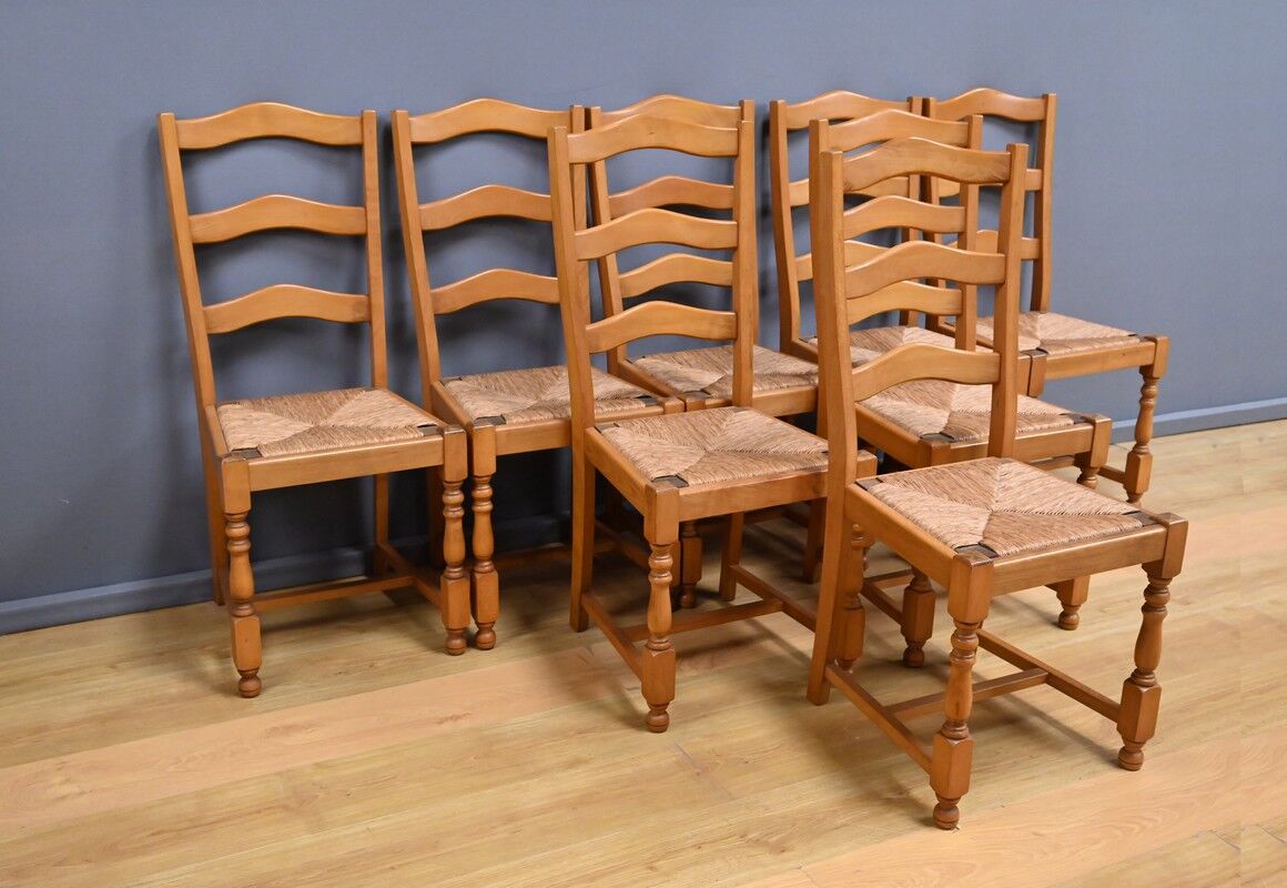 Set of 8 beech chairs – 1980