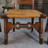 8 rustic oak chairs combining modern lines and Breton craftsmanship by a student of Joseph Savina 1950s