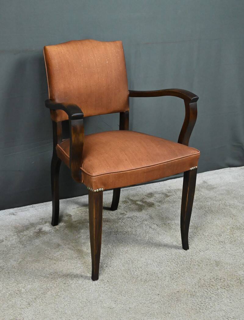 Pair of bridge armchairs in beech - 1940