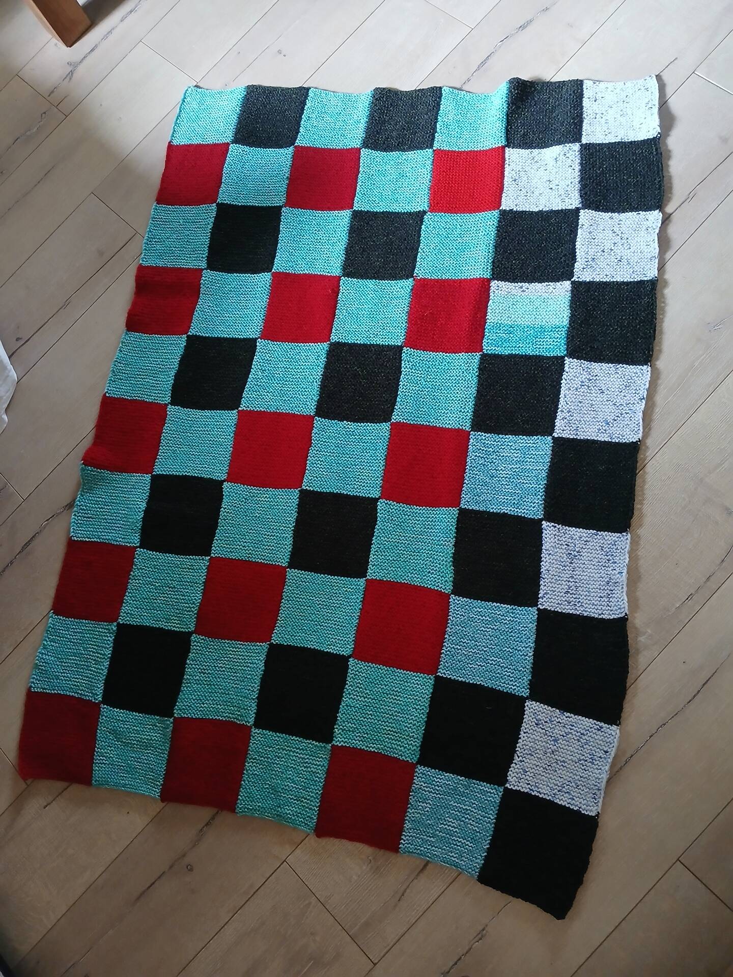 3 patchwork blankets knitted by hand