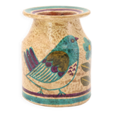 Carmo Saude ceramic vase with bird and flower decoration, 1970s