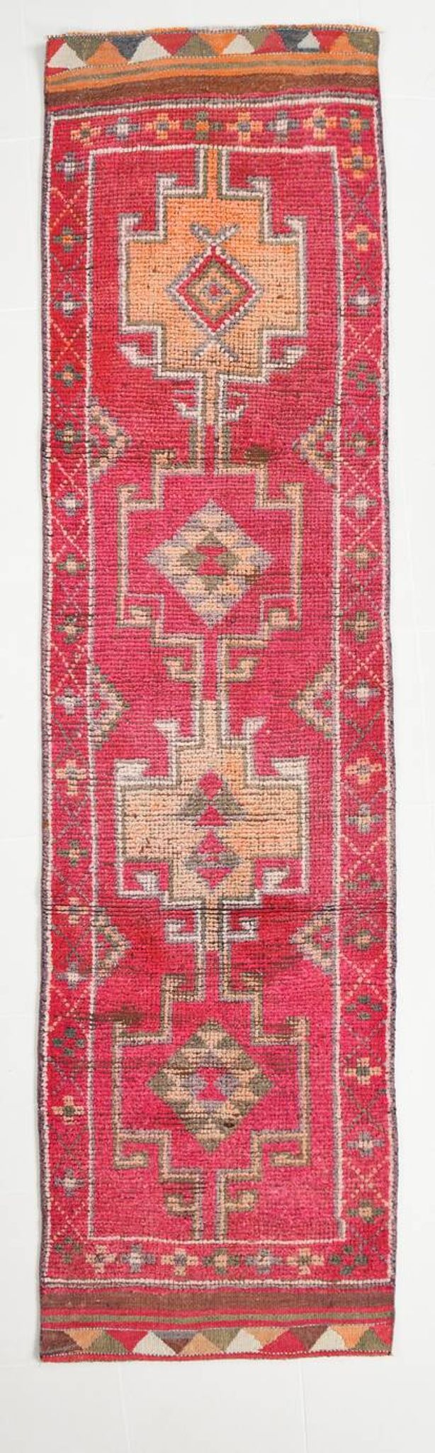 3x10 Pink & Red Tribal Vintage Runner Rug, 80x306Cm