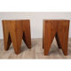 Pair of brutalist stools in solid fir