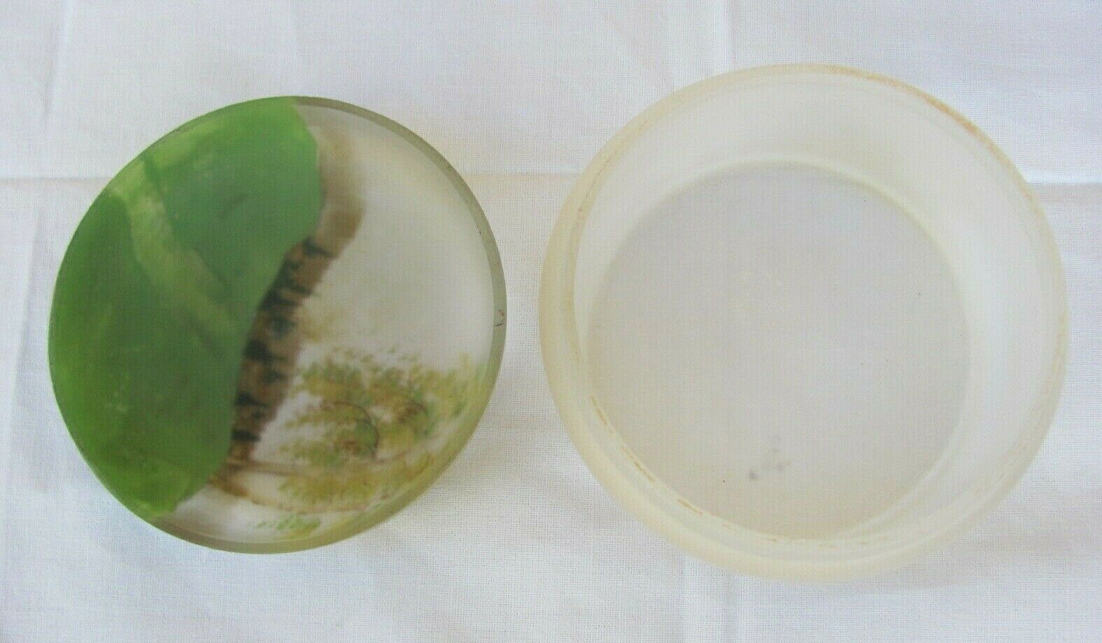 Glass box - painted lid - early 20th century