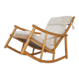 Scandinavian modern birch spindle rocking lounge chair, 1960’s