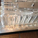 Rectangular wall lamp in brushed glass and metal / vintage 60s-70s