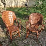 Paire de fauteuils en chataignier du limousin