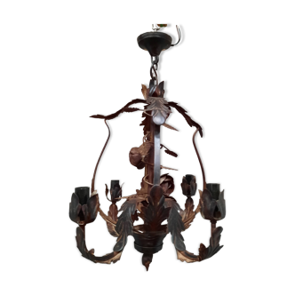 Tole chandelier with floral pattern