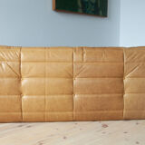 3-seater Togo camel leather sofa designed by Michel Ducaroy 1973